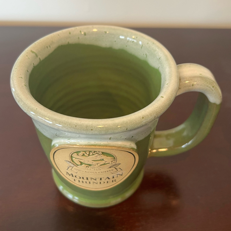 Natural stone green bottom ceramic mug inside