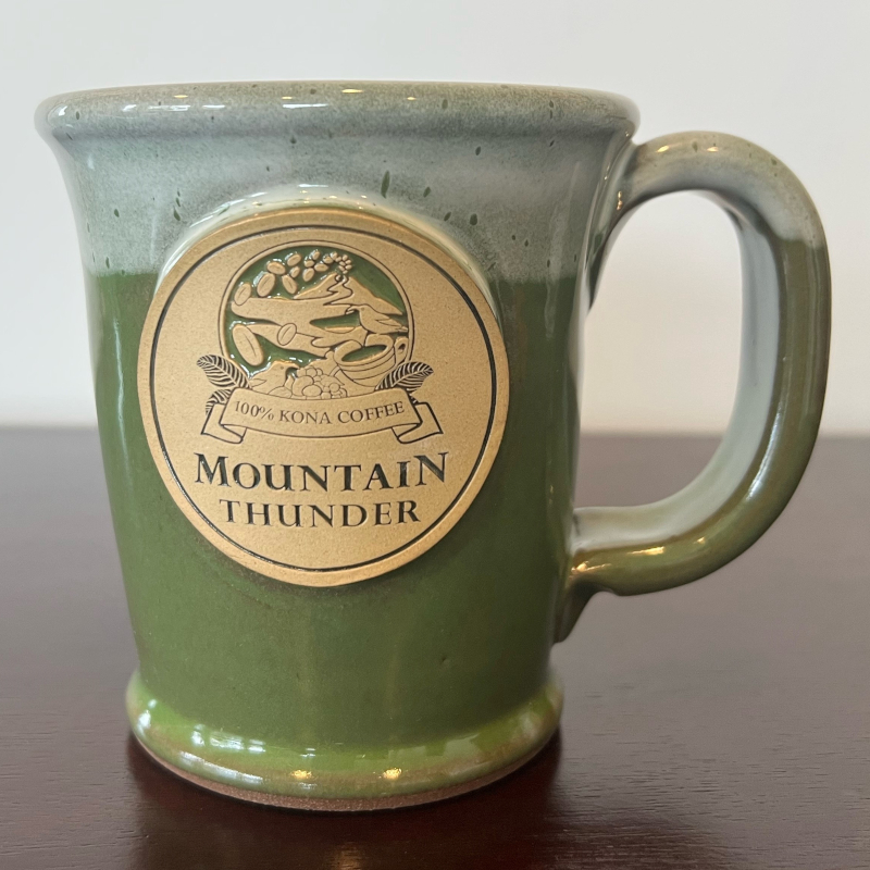 Natural stone green bottom ceramic mug inside